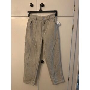 Pacsun Carpenter Pants Grey Pinstripe High Waisted Relaxed Fit‎ Size 24